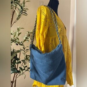 Aerie Denim Chain Shoulder Bag